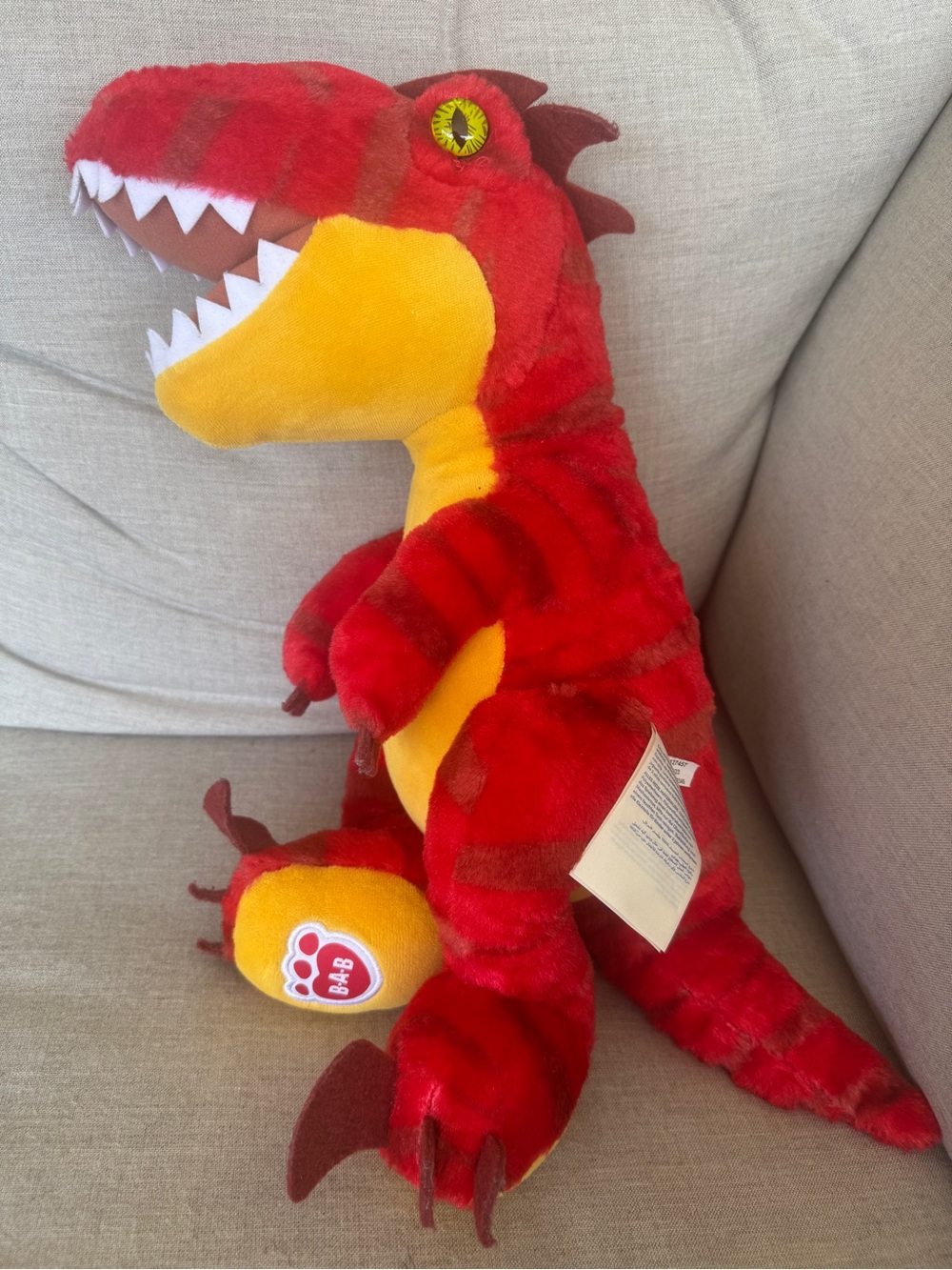 Build a Bear Red & Yellow Plush Dinosaur Toy